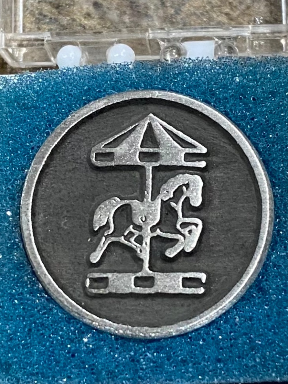 Vintage Pewter Carousel Horse Decorative Pin - Black and Silver